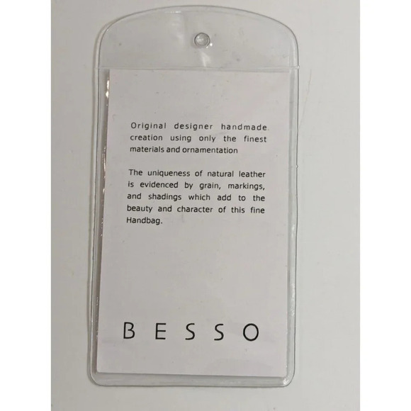 Besso Designer Leather Handbag Orange Purse Silver Stud ID Tag Style No. 2494 - Picture 8 of 10